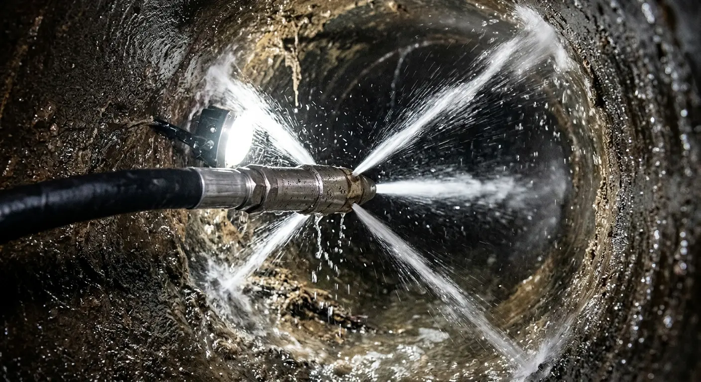 High-pressure hydro jetting nozzle cleaning sewer pipe for Storm Drain Cleaning in Loudon